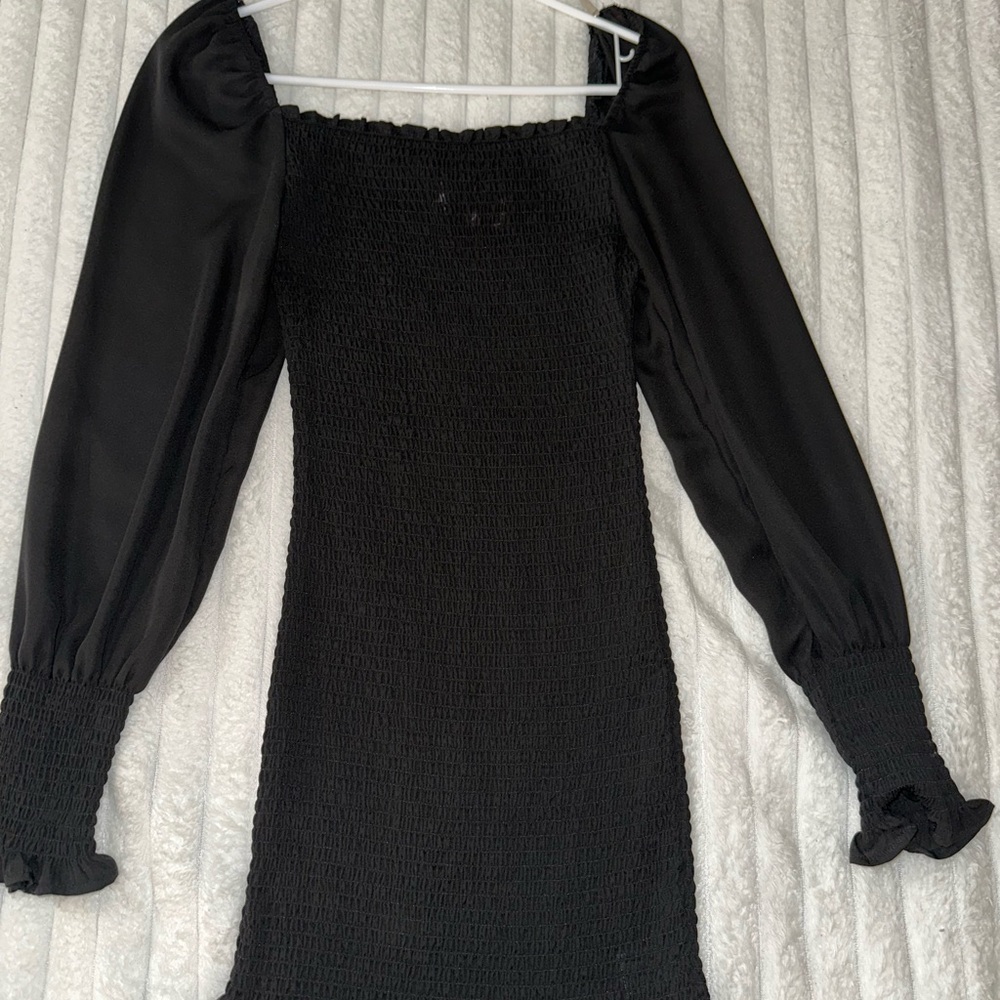Elegant Black Smocked Dress